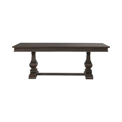 Paradise Valley Trestle Table 18" Removable Leaf - Saddle Brown Oak