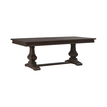 Paradise Valley Trestle Table 18" Removable Leaf - Saddle Brown Oak