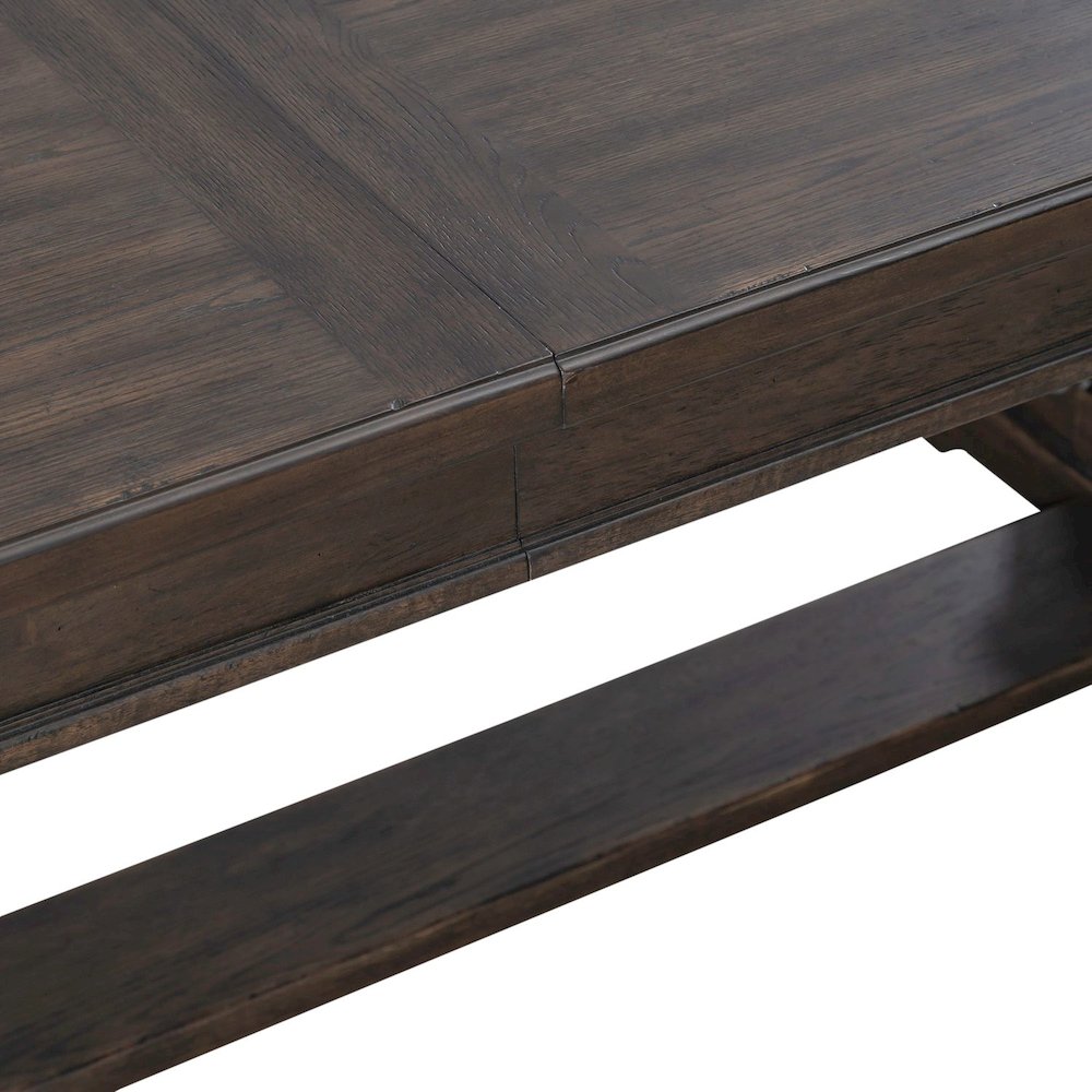 Paradise Valley Trestle Table 18" Removable Leaf - Saddle Brown Oak