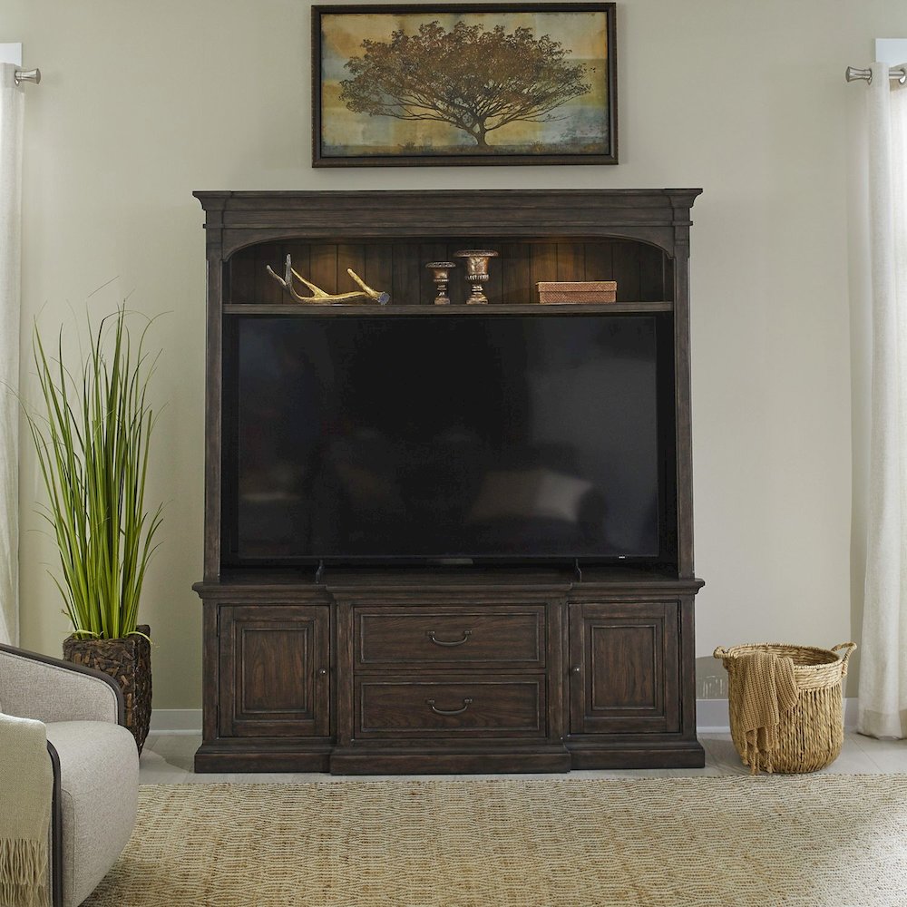 Paradise Valley Entertainment Center for Living Room - Saddle Brown