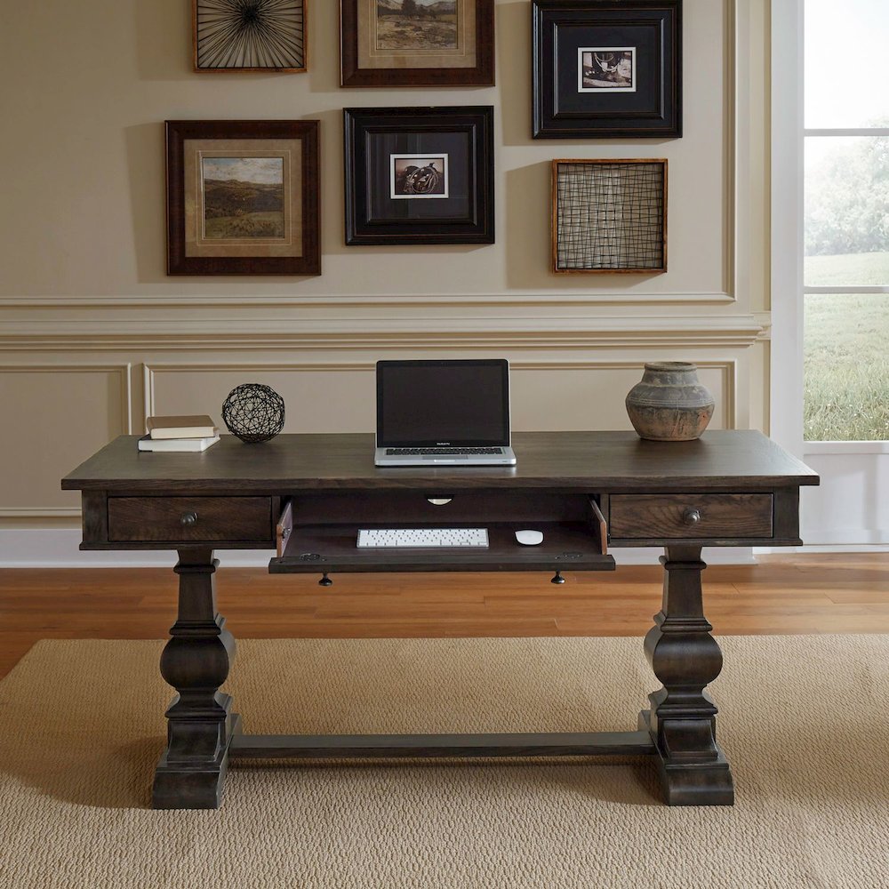 Paradise Valley Writing Desk with Keyboard Tray Home Office - Brown Oak Wood