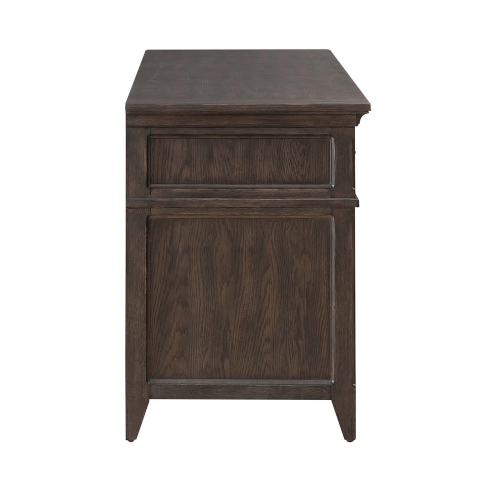 File Credenza with 3 File Storage Drawers Home Office - Saddle Brown Oak Wood