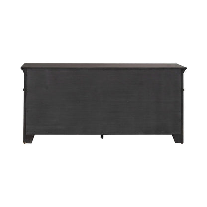 File Credenza with 3 File Storage Drawers Home Office - Saddle Brown Oak Wood