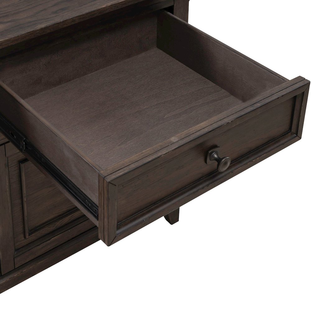 File Credenza with 3 File Storage Drawers Home Office - Saddle Brown Oak Wood