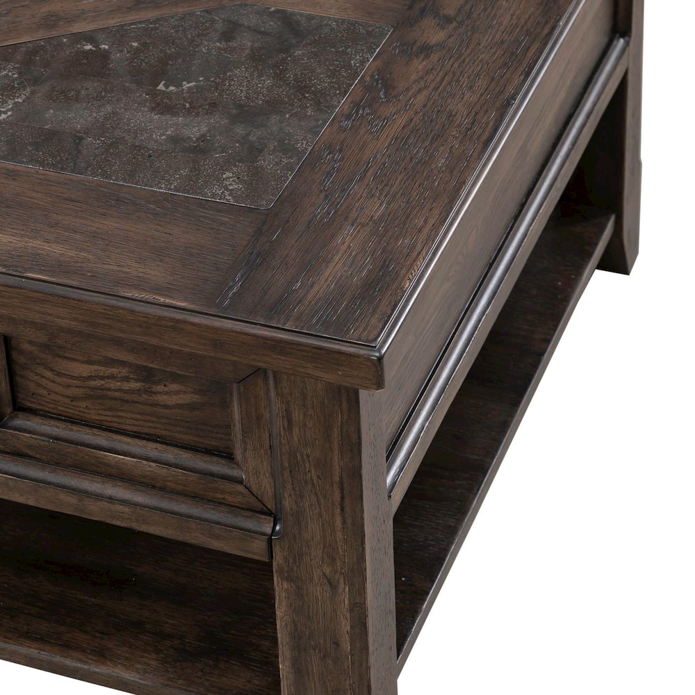 Living Room Rectangular Cocktail Table Traditional - Saddle Brown Oak Wood