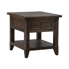 Rectangular End Table Traditional - Storage Drawer - Saddle Brown Oak Wood