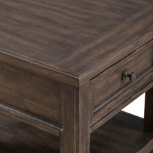 Rectangular End Table Traditional - Storage Drawer - Saddle Brown Oak Wood