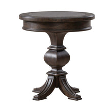 Round Pedestal Chairside Table Traditional - Saddle Brown Oak Wood
