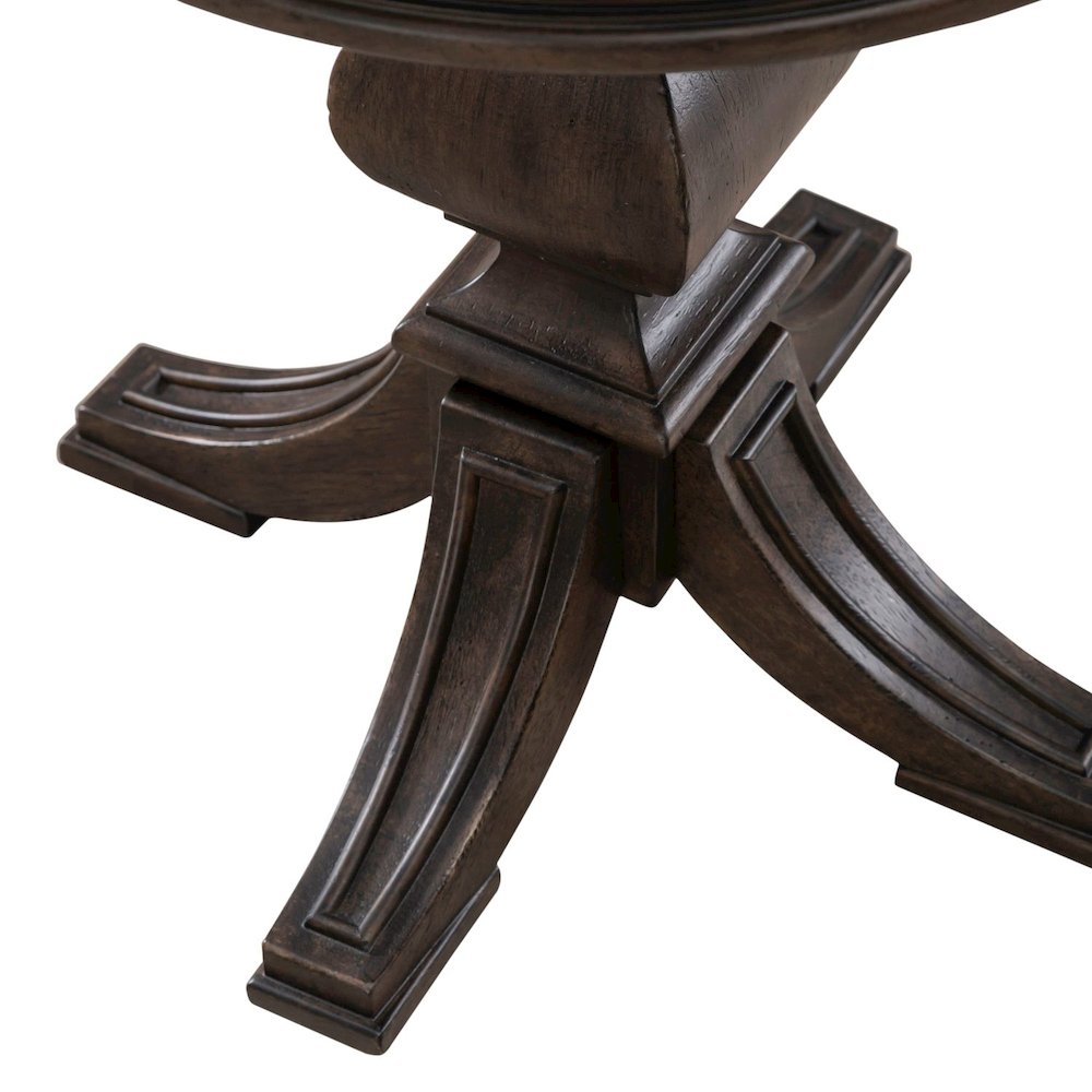 Round Pedestal Chairside Table Traditional - Saddle Brown Oak Wood