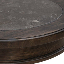 Round Pedestal Chairside Table Traditional - Saddle Brown Oak Wood