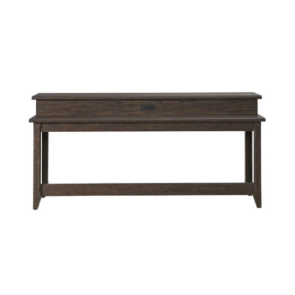 Console Bar Table Traditional - AC USB Charging Station - Saddle Brown Oak Wood