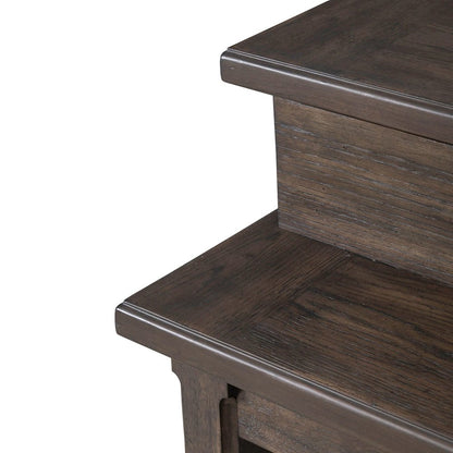 Console Bar Table Traditional - AC USB Charging Station - Saddle Brown Oak Wood
