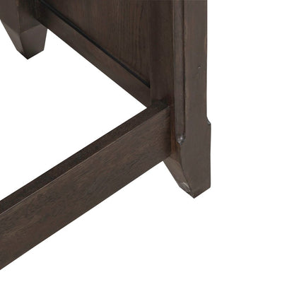 Console Bar Table Traditional - AC USB Charging Station - Saddle Brown Oak Wood