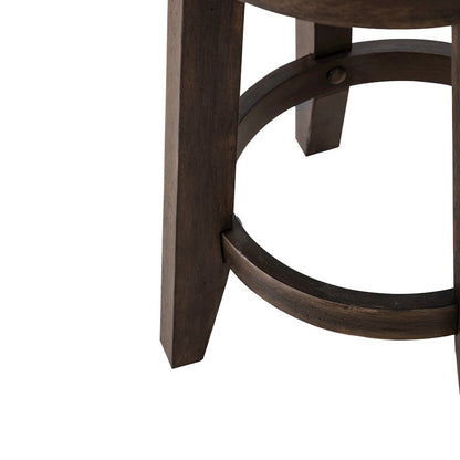 Paradise Valley Upholstered Console Stool 25" Height  - Saddle Brown Oak Wood
