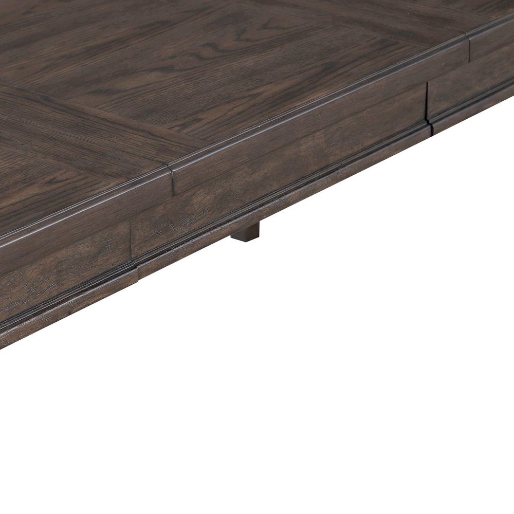 Paradise Valley Rectangular Leg Table 18" Self-Storing Leaf - Saddle Brown Oak