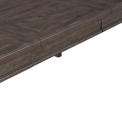 Paradise Valley Rectangular Leg Table 18" Self-Storing Leaf - Saddle Brown Oak