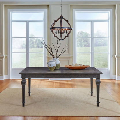 Paradise Valley Rectangular Leg Table 18" Self-Storing Leaf - Saddle Brown Oak