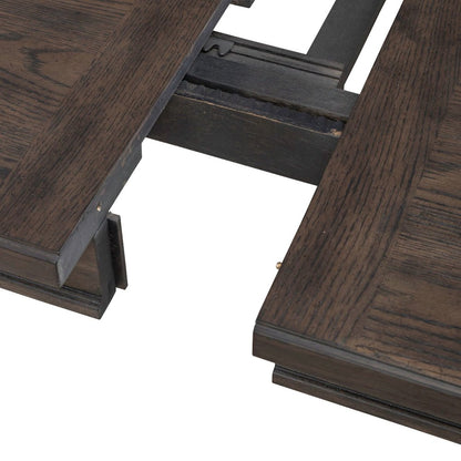 Paradise Valley Rectangular Leg Table 18" Self-Storing Leaf - Saddle Brown Oak