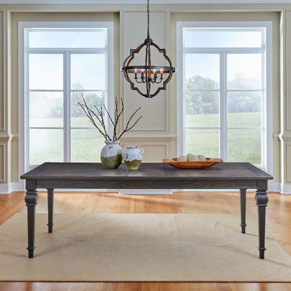 Paradise Valley Rectangular Leg Table 18" Self-Storing Leaf - Saddle Brown Oak