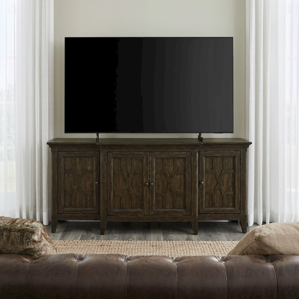 Paradise Valley 76 Inch TV Console for Living Room  - Saddle Brown