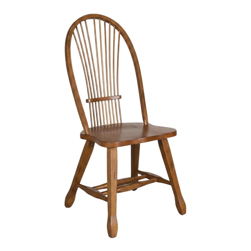 Oak Veneer Sheaf-Back Wood Dining Chairs, Brown, Set of 2