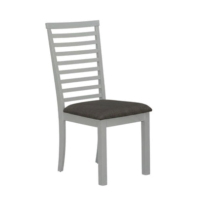 Rubberwood Upholstered Ladder Back Dining Chairs, Grey, Set of 2