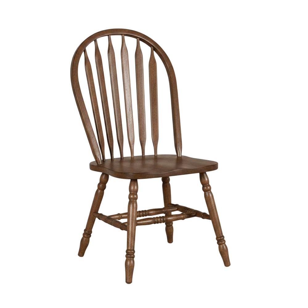 Solid Wood Windsor Dining Chairs, Spindle-Back Cottage Kitchen Seats, Set of 2