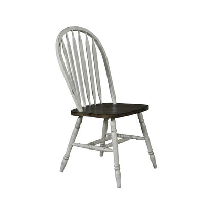 Rubberwood Solid Windsor Dining Chair, Kitchen Side Chair Set, Set of 2