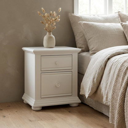 Oyster White Nightstand with 2 Drawers and Cottage Style