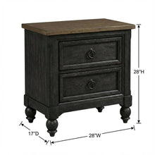 Black Nightstand with Charging Station and Traditional Style for Bedroom Storage