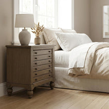 Dusty Taupe Bedside Chest with Charging Station and Modern Design