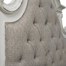 Antique White & Weathered Bark Upholstered Panel Headboard Solid Wood