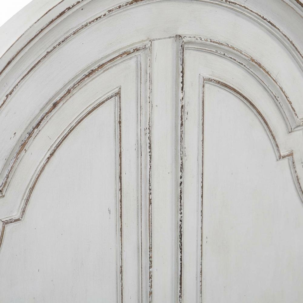 Antique White, Weathered Bark King Headboard, Solid Wood Frame, European Design