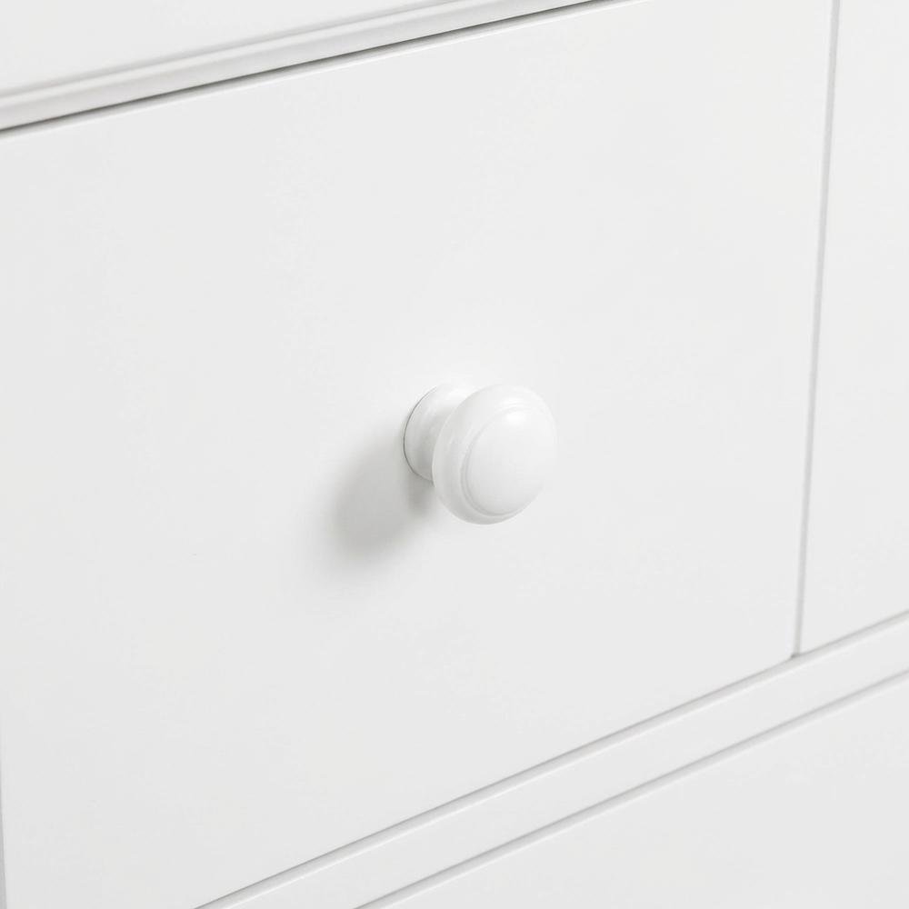 White Cottage Nightstand with Melamine & Rubberwood Frame, Stylish and Durable