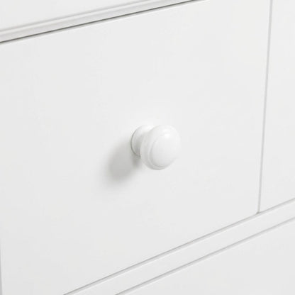 White Cottage Nightstand with Melamine & Rubberwood Frame, Stylish and Durable