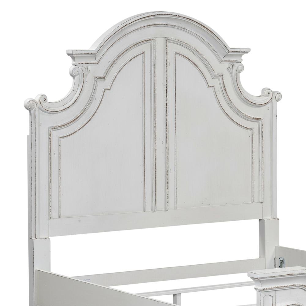 Antique White, Weathered Bark King Headboard, Solid Wood Frame, European Design