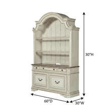 Antique White 3-Piece Office Desk And Hutch Set With Traditional Design
