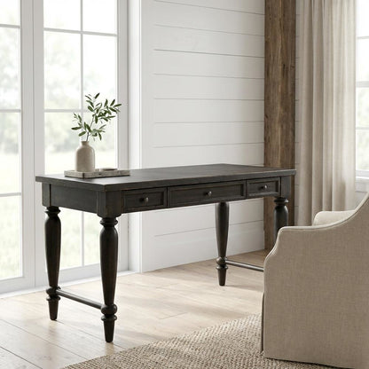 Vintage-Style Chalkboard Office Desk With Rubberwood And Oak Veneer Finish