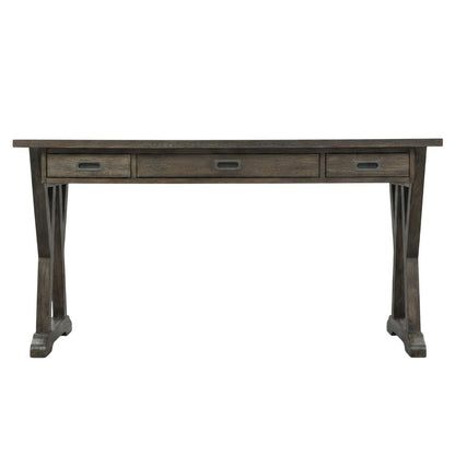 Rustic Saddle 3-Piece Computer Desk Set - Transitional Design, Solid Wood
