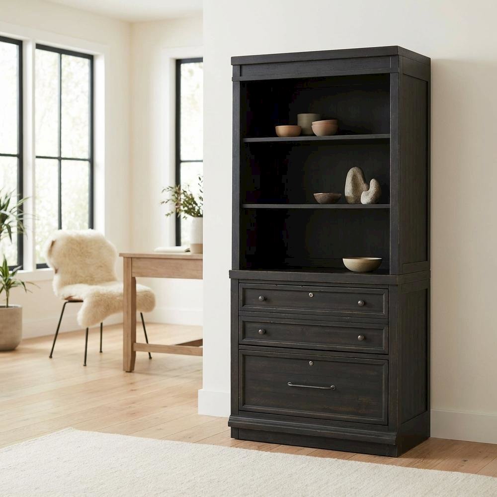 Vintage Chalkboard 2-Piece Hutch and Cabinet Set with Rubberwood Veneers