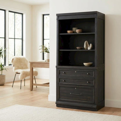 Vintage Chalkboard 2-Piece Hutch and Cabinet Set with Rubberwood Veneers