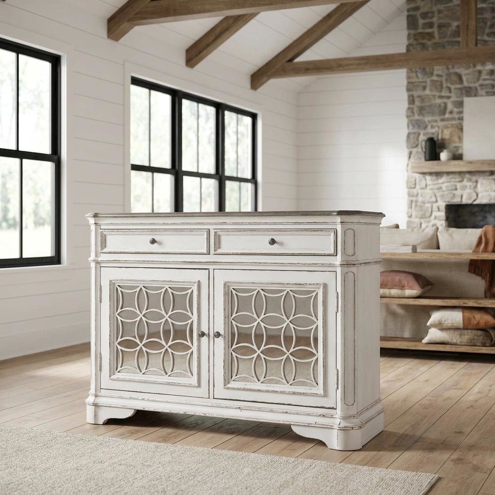 Solid Wood Buffet Cabinet with Storage, Sideboard for Dining Room, White