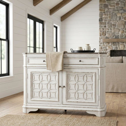 Solid Wood Buffet Cabinet with Storage, Sideboard for Dining Room, White