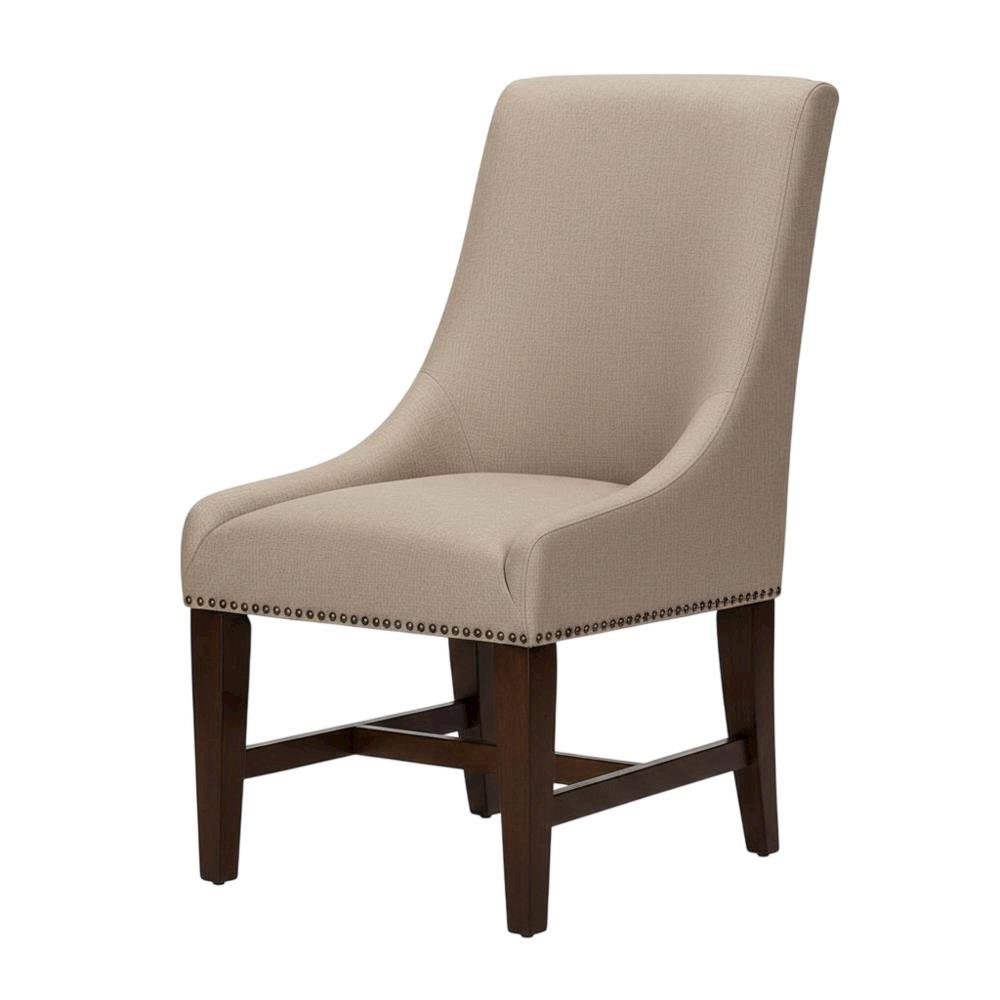 Upholstered Traditional Dining Chairs for Living Room, Brown, Set of 2