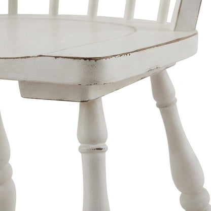 Rubberwood Farmhouse Dining Chairs, Antique White & Weathered Bark, Set of 2