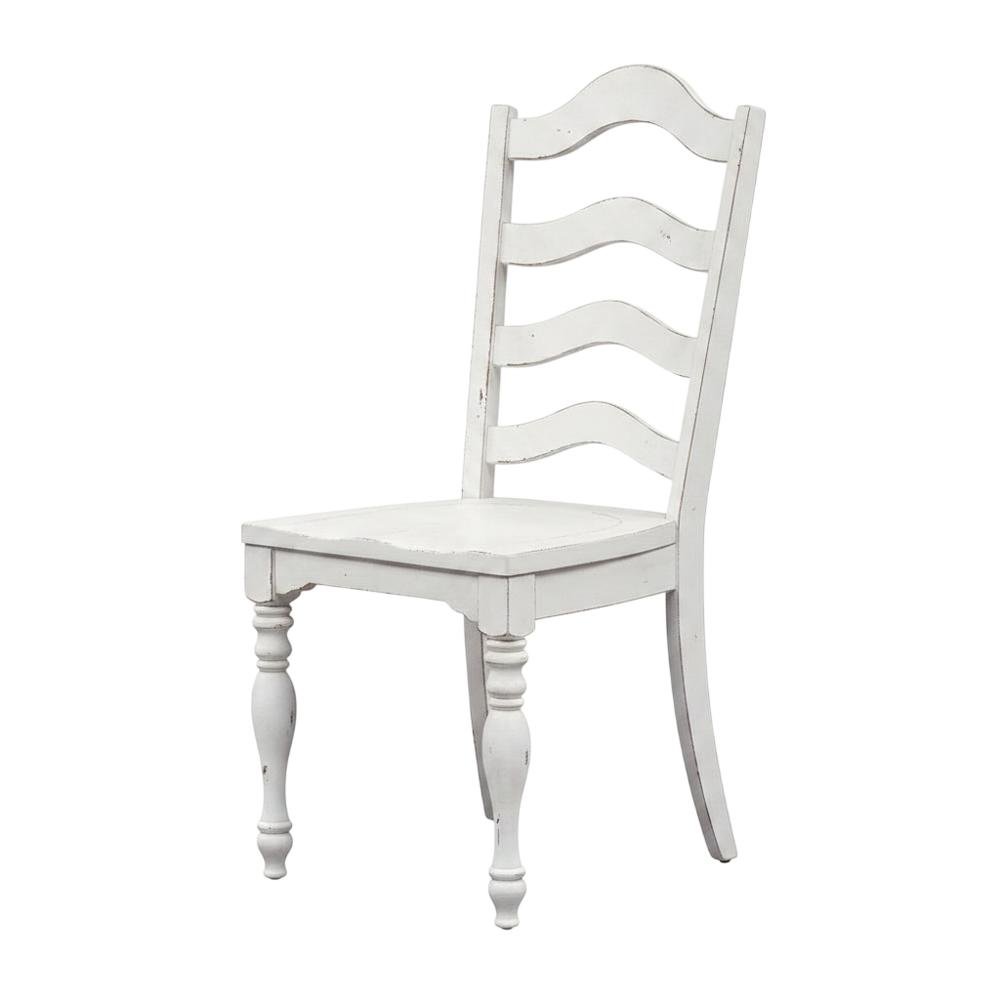 Solid Wood Ladder-Back Farmhouse Dining Chairs, White, Set of 2