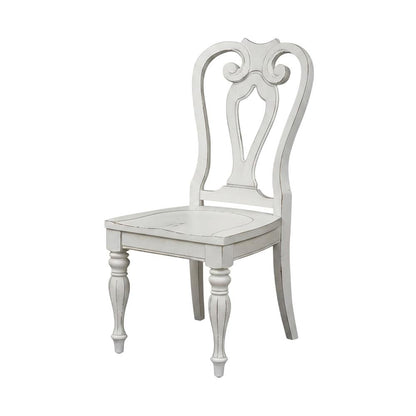 Rubberwood Splat Back Dining Chairs with Chenille Upholstery, White, Set of 2