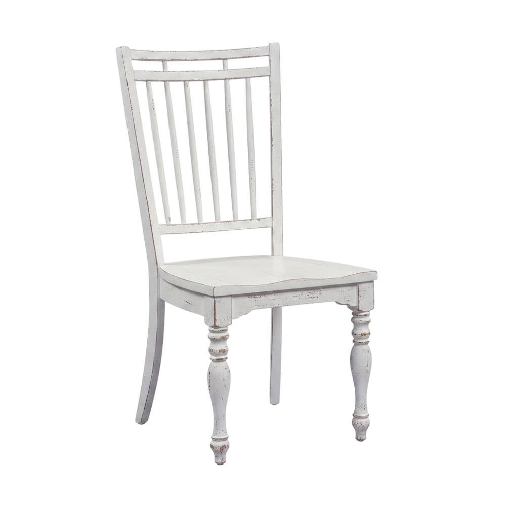 Solid Wood Spindle Back Farmhouse Dining Chairs for Kitchen, White, Set of 2