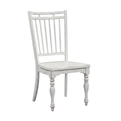 Solid Wood Spindle Back Farmhouse Dining Chairs for Kitchen, White, Set of 2