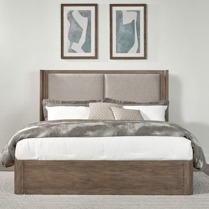 South Bend Queen Upholstered Shelter Bed Contemporary  - Burnished Clay